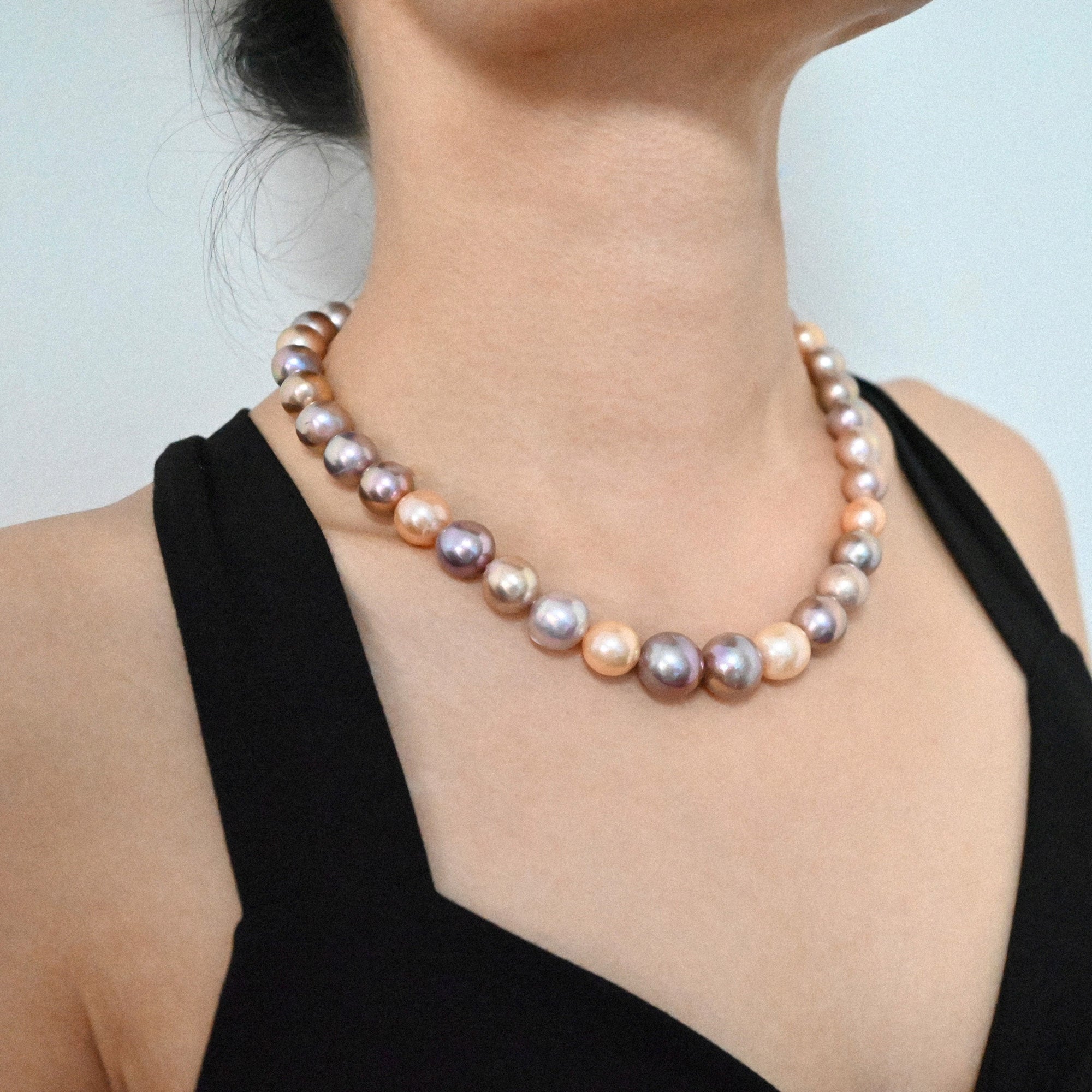 Necklace with Multicolor Freshwater Baroque Ming Pearls - Bronzallure